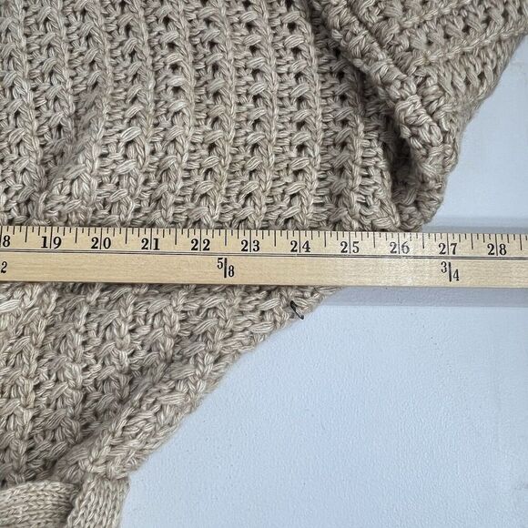 Vertigo Hooded Cardigan Womens Small Colorblock Tan Weekend Crochet Sweater Coat - Picture 12 of 13